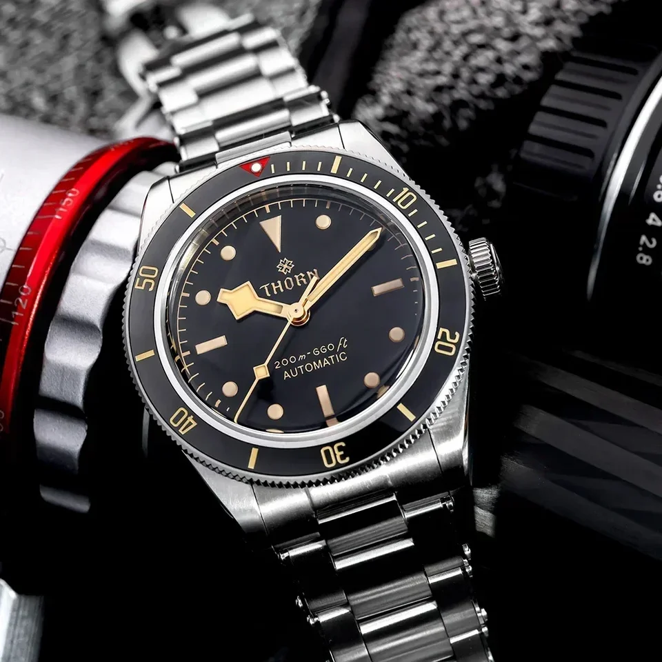 Thorn BB58 39 mm retro hodinky Men Snehové vločky ruky NH35A Automatický mechanický zafírový krištáľ 200 m vodotesný C3 Svetlo