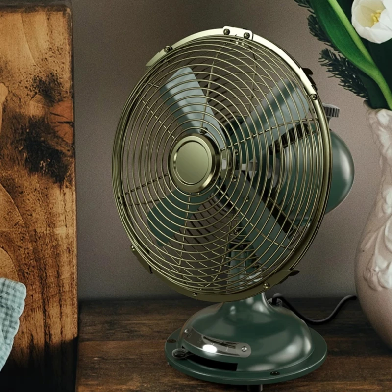 Threespeed Desk Desk Fan Starožitný štýl kovový oscilujúci fanúšik pre reštauráciu Dorm Hotel s praktickým motorom na rôznych miestach