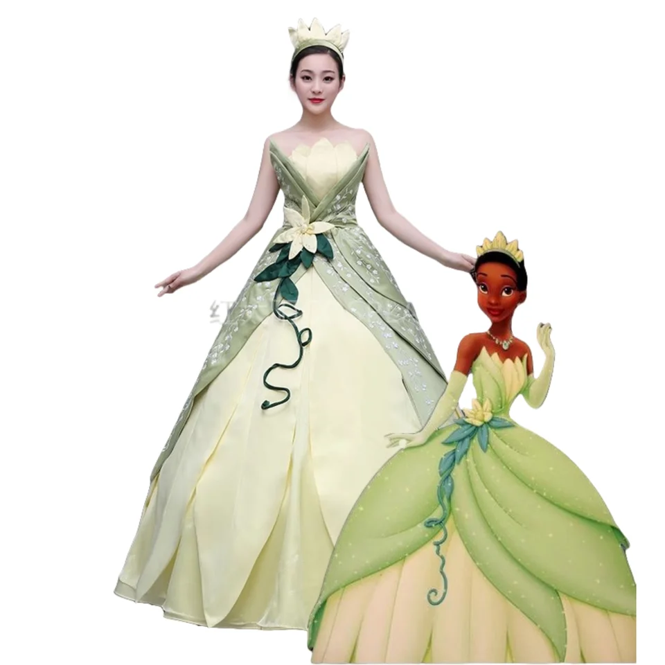 Tiana cosplay princezná pre dospelých kostým Halloween šaty na mieru vyrobená