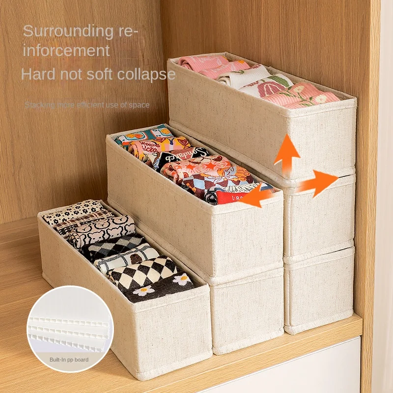 Tianshan Cotton and Linen ponožková skrinka, skladacie skladovanie spodného prádla, umývateľný úložný kôš, úložný box v štýle zásuvky pre domácnosť