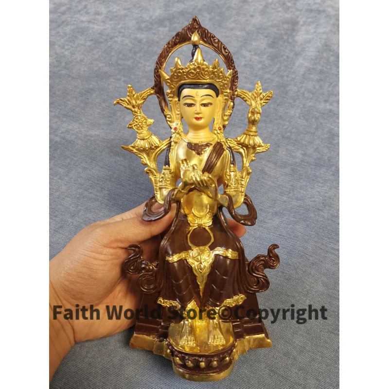 Tibet Budhizmus Domáci obchod Gold Gilding Veľa šťastia Boh bohatstva Maitreya Metteyya Qinag Ba pre budúcu Buddha sochu Brass Socha