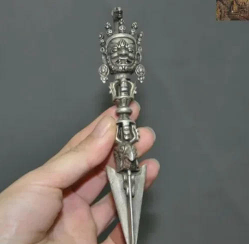 Tibet Budhizmus striebro Hayagriva Buddha socha Vajra Phurba Dagger Faqi