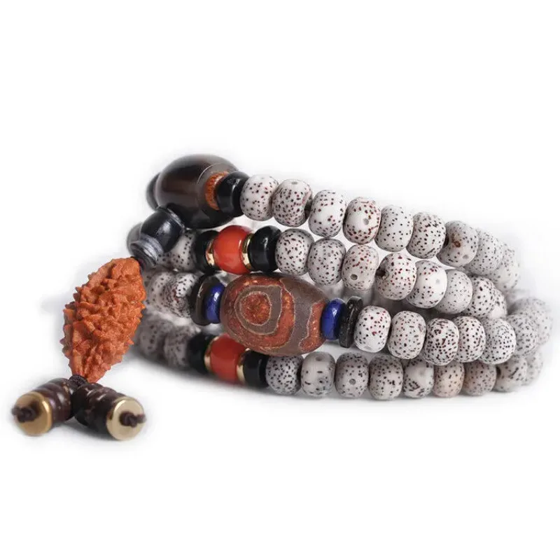 Tibetský budhizmus 108 Hviezda a mesiac Bodhi Rudraksha a Dzi Mala Náramok Náramok