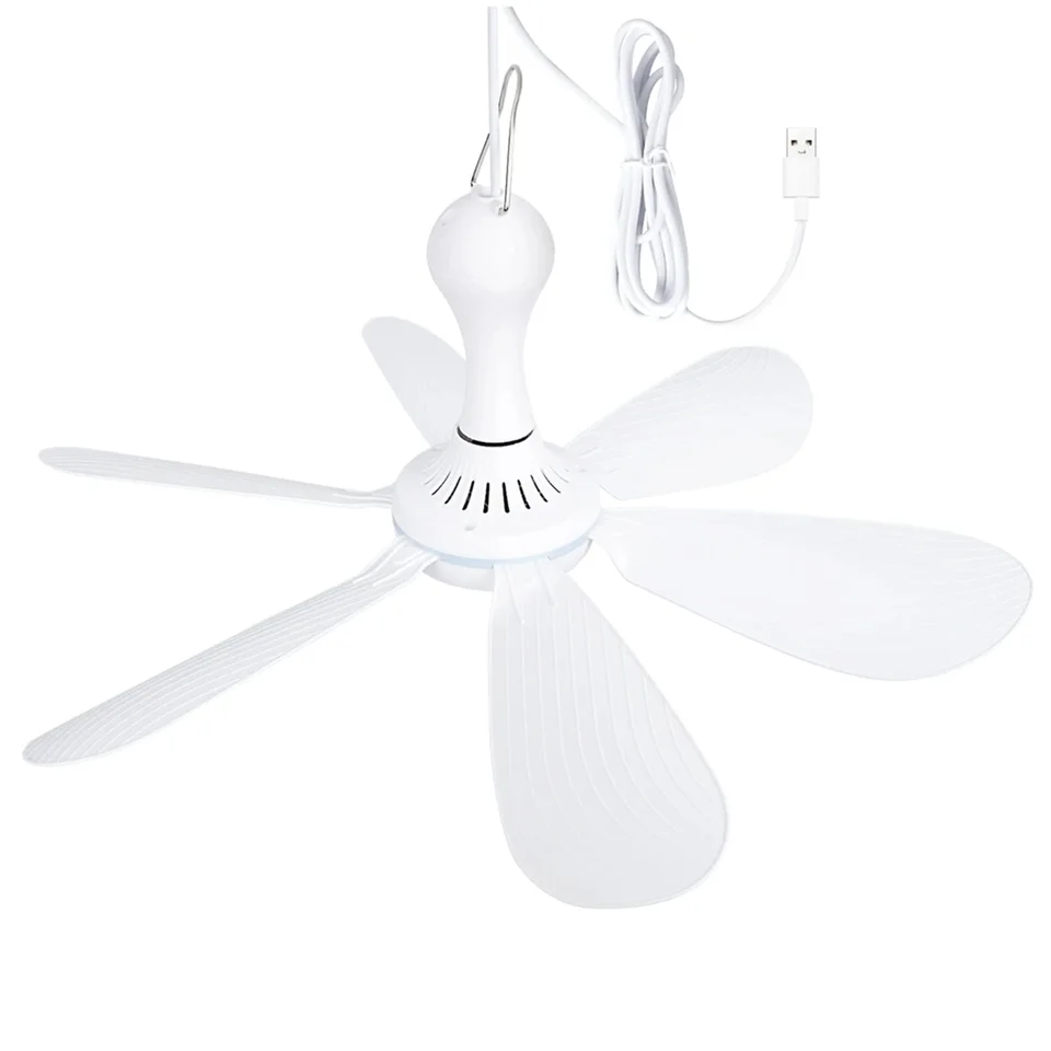 Tiché 6 listov USB poháňaného stropného fanúšika Canopy Venčiaci ventilátor pre stan na kempingový lôžko