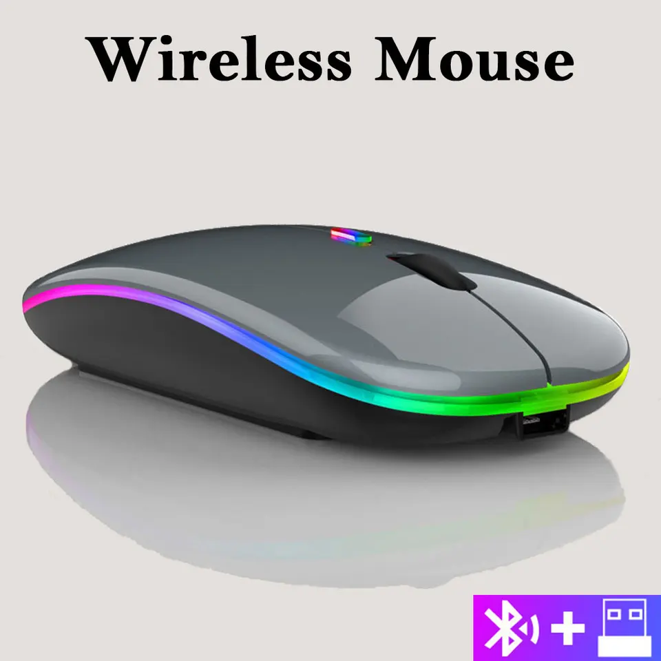 Tichý Bluetooth Mouse Nabíjateľné bezdrôtové počítačové notebook Optický myš pre iPad Samsung tablet Universal myši hluk