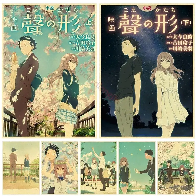Tichý hlas anime vintage plagát retro kraft papierové nástenné umenie pre domácu dekoráciu darček kaviarne