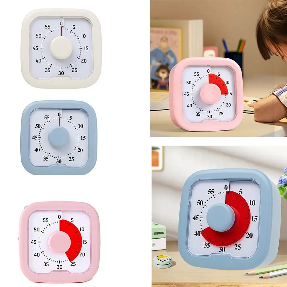 Tichý vizuálny časovač s stánkami Stopwwatch Alarm Alarm Countdown Časovač 60 minút vizualizácie