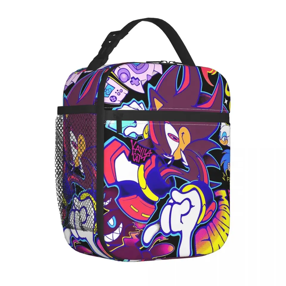 Tieň hedgehog anime izolovaný obedový taška pre mužov pre mužov SKLADOVANIE POTREBA PRE PREPRAVNÉ TERMAL COOLER Lunch Box pre piknik
