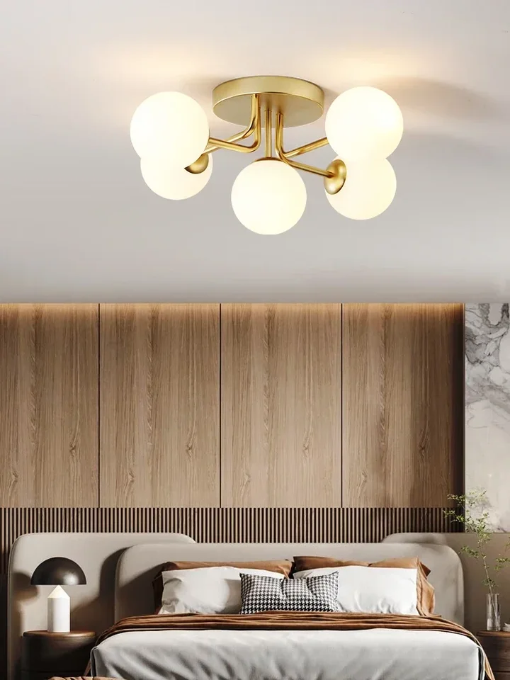 Tieň zlato moderná sklenená stropná lampa pre spálňu obýva