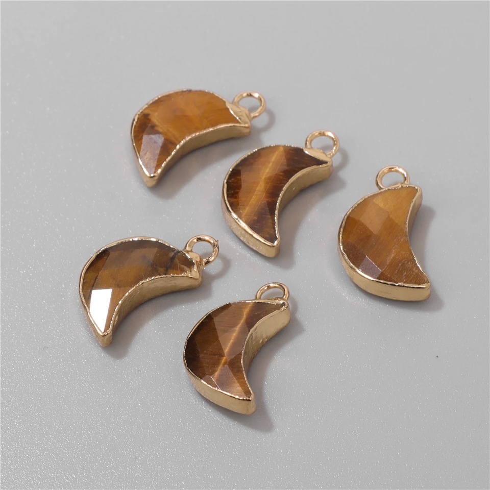 Tiger Eye Moon Shape Charms 10*20 mm prírodné kamenné kremene Amazonity prívesok