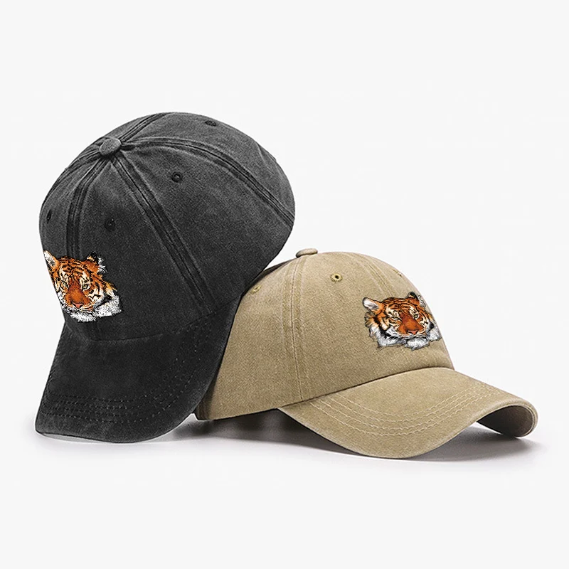 Tiger hlava tlačená baseballová čiapka unisex mužov Ženy umyté bavlnené čiapky Snapback Caps Outdoor Sports Dad Hat Hip Hop Cap