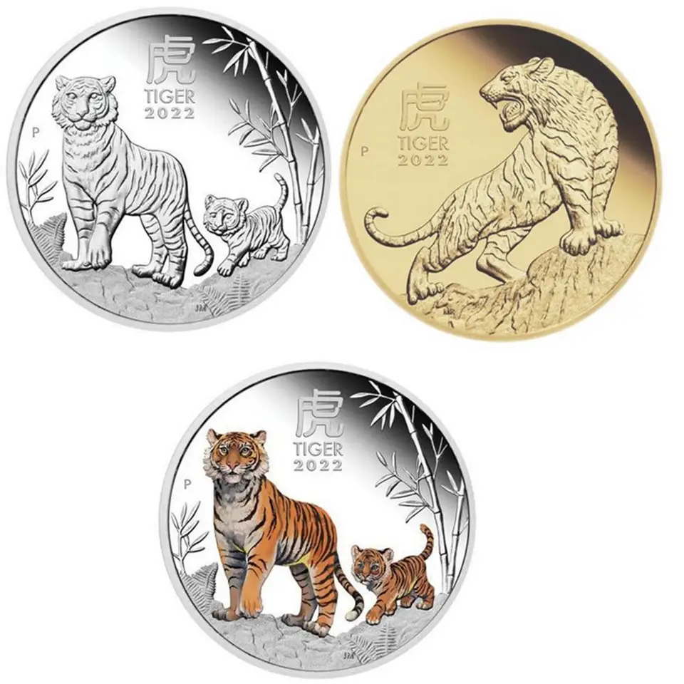 Tiger Zodiacs Pamätné mince Lucky Elizabeth II suvenír Coin Strieborné Striebky na rok 2022