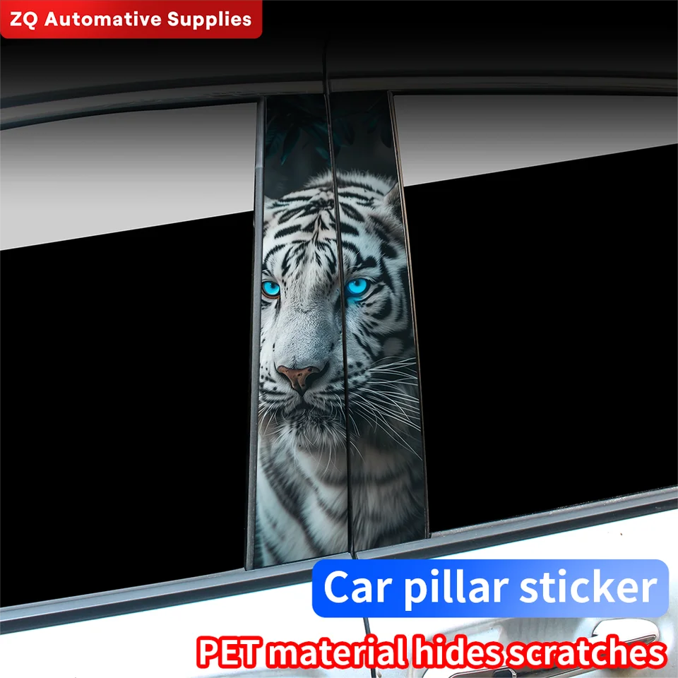 Tigerové nálepky automobilov dvere auta Pillar vodotesná dekorácia kryty škrabance zvieratá DIY automatické b-stĺpske opaľovacie krémy vinyl vinylové obtisky