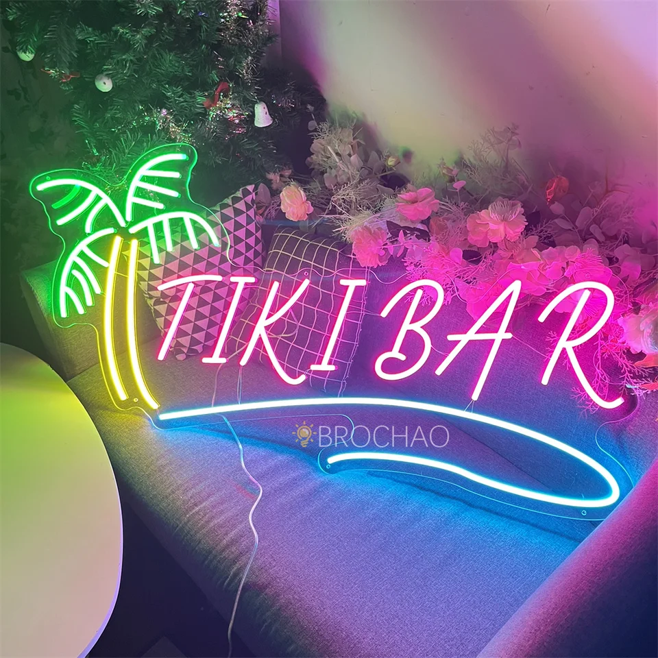 Tiki bar otvorený neónový znak LED svetlá pre prímorský pivný bar pub