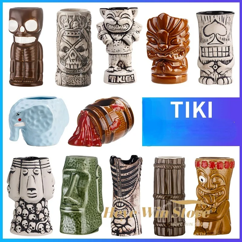 Tiki pohár personalizovaný havajský kokteilový pohár bar kreatívny halloween sklenený keramický smoothie pohár tiki zombie lebka hrnčeka