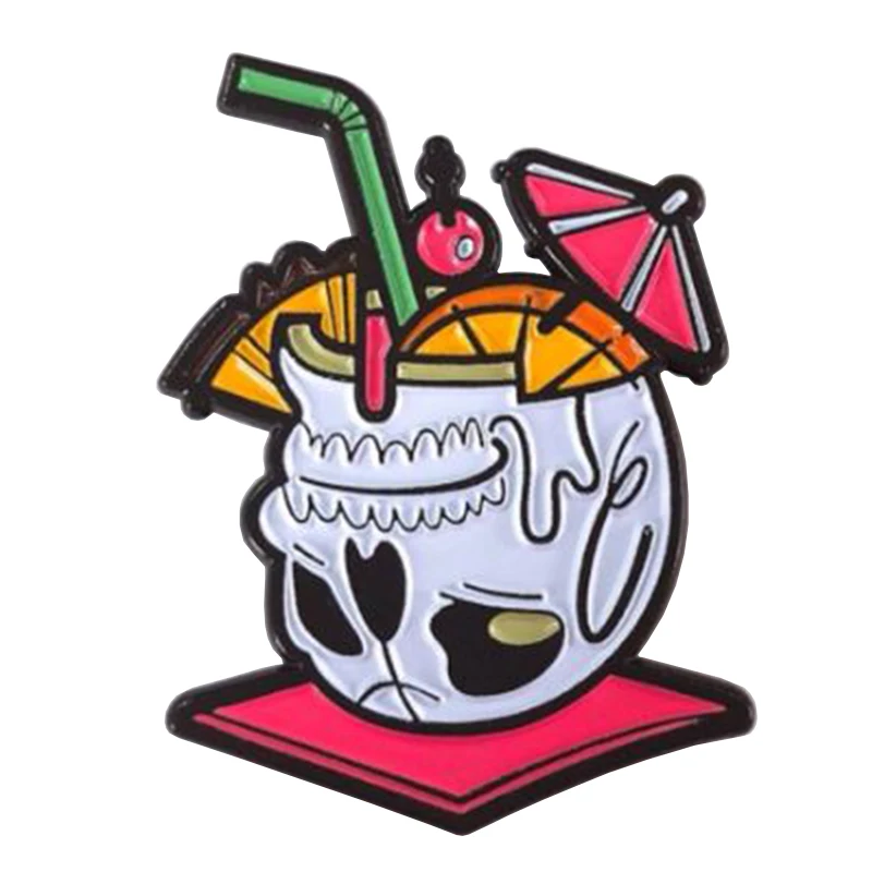 Tiki sklenený smaltový pin tropický nápoj brošňa Enchanted Tiki Room Bar Cocktail Pins letný čas šperky havaj surfer surfing darček