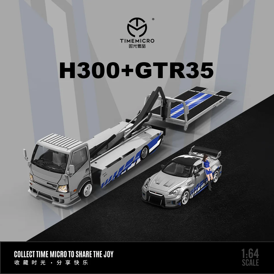 Time Micro 1:64 H300 a GTR35 Silver Blue Painting zliatin z zliatiny, príves pre darček pre limitovanú edíciu Zbierka