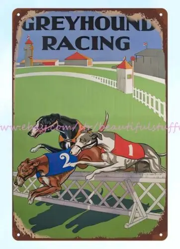 Tin Wall Art 30. roky pretekársky športový plagát Greyhound Racing Metal Tin Sign
