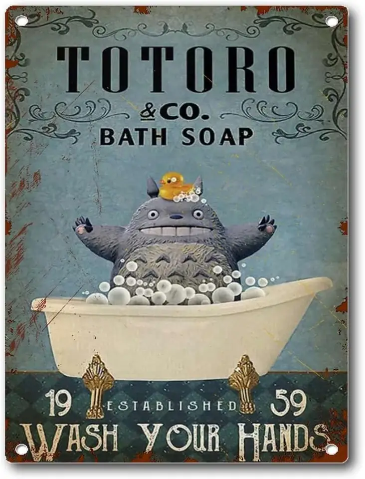 Tin značka Totoro kúpeľňa Totoro Bath Mydlo toaleta dekorácia bola založená v roku 1959 Fun Home Decor Bistro Cartel de Chapa Decorra