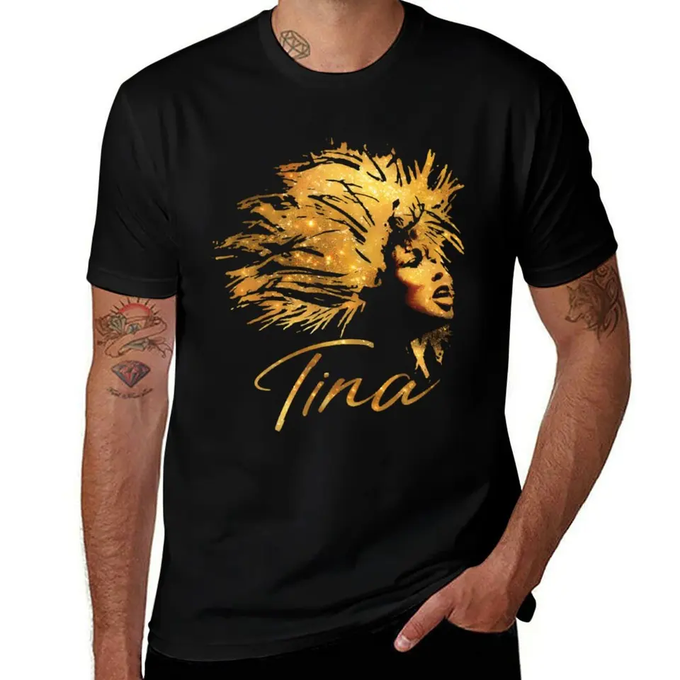 Tina Black Tina Turner Tričko Tričko s nadmerne veľké košele
