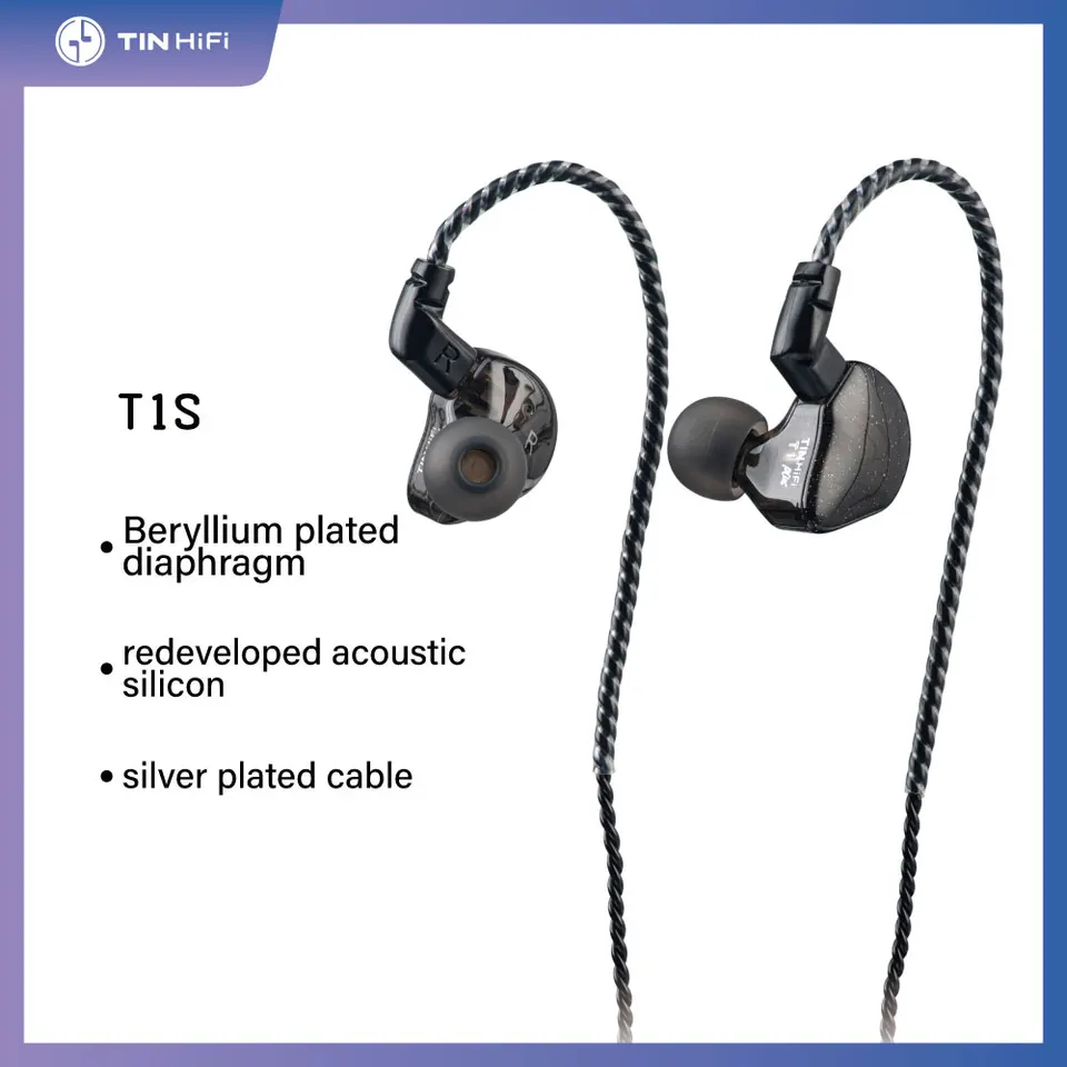 Tinhifi T1s je vysoká verná, prenosná slúchadlá s uši s 10 mm ovládačom potiahnutým beryliom a vymeniteľnými káblami. Je to d