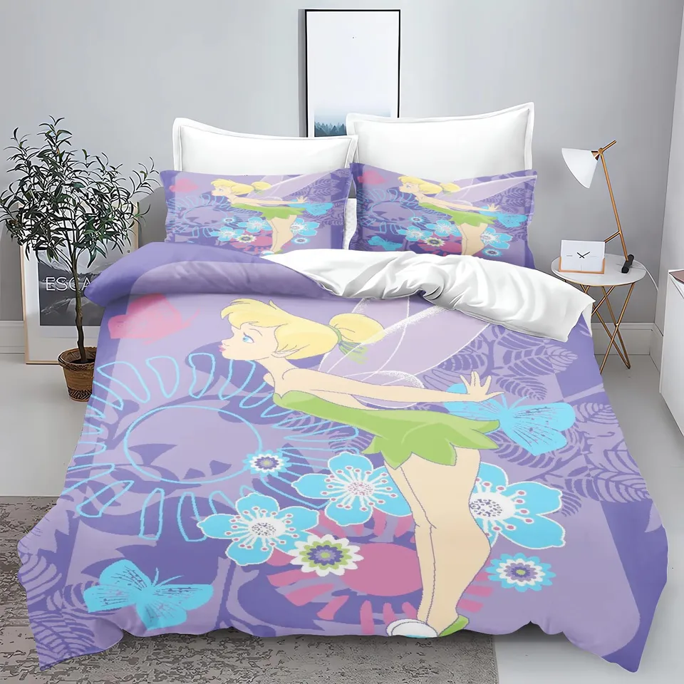 Tinker Bell Anime Disney Disney Bedding Set Cover Cover 100% Polyester Vhodný pre deti a dospelých 3-dielna súprava 1 prikrývka