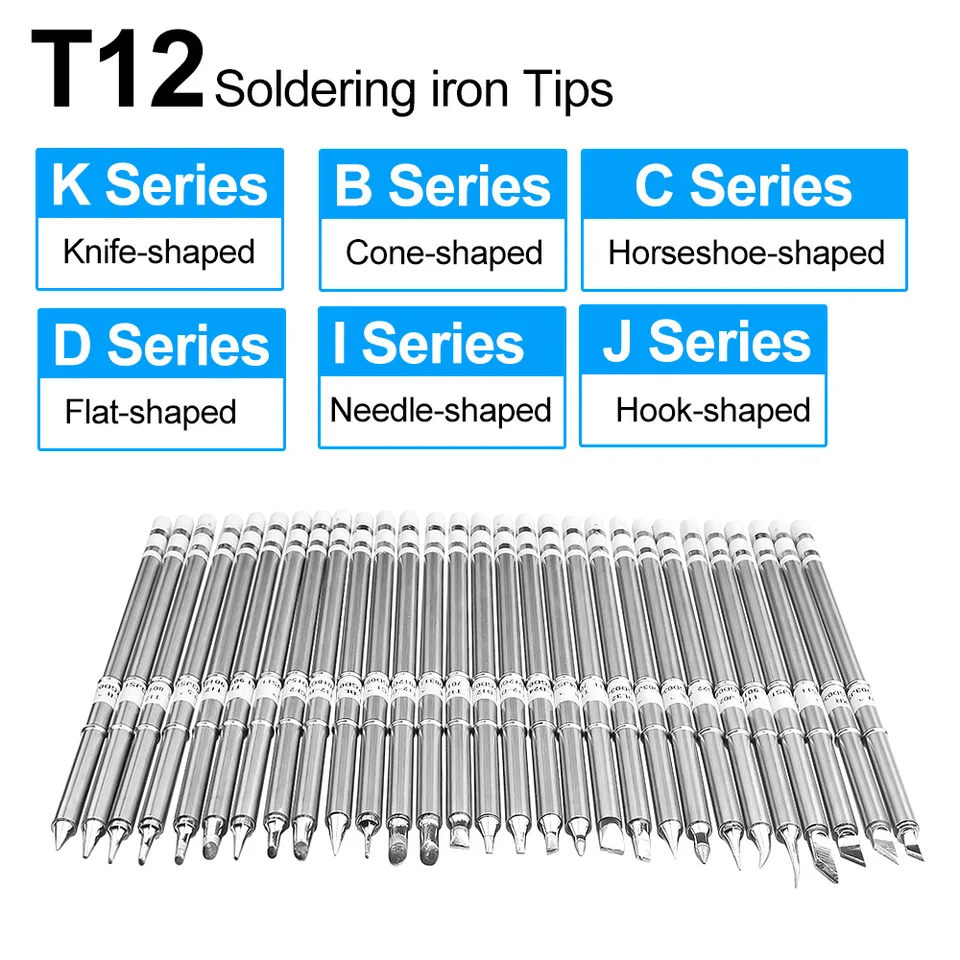 TIP T12 spájkovacie železné tipy T12-BC2 C1 K KU KR KL KL ILS I C4 D24 D16 D12 D32 D52 J02 JL02 B2 BC3 pre T12 Hakko FX951 FX950 FM203