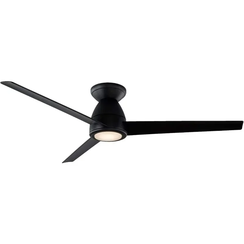 Tip Top Smart Indoor and Outdoor 3-Blade Flush Mount Stropný ventilátor 52in matná čierna s 2700k LED Light Kit a diaľkové ovládanie