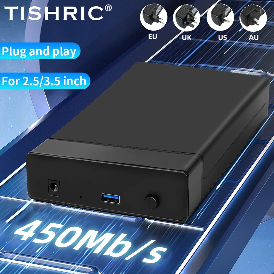 Tishric 2,5/3,5 palca Okrúhadlo na pevné disky/puzdro/skrinka/bývanie SSD SATA na USB 3.0 Externé puzdro na pevný disk Optibay do 18 TB