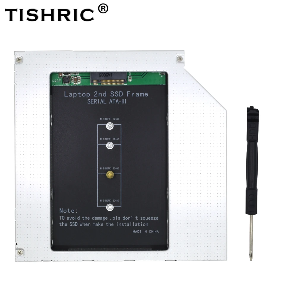 Tishric Caddy SATA 3,0 9,5 mm m.2 m2 NGFF 2. druhý HDD SSD TRIGHT DISK KAPSURE pre hliníkový prípad hliníka Optibay DVD-ROM