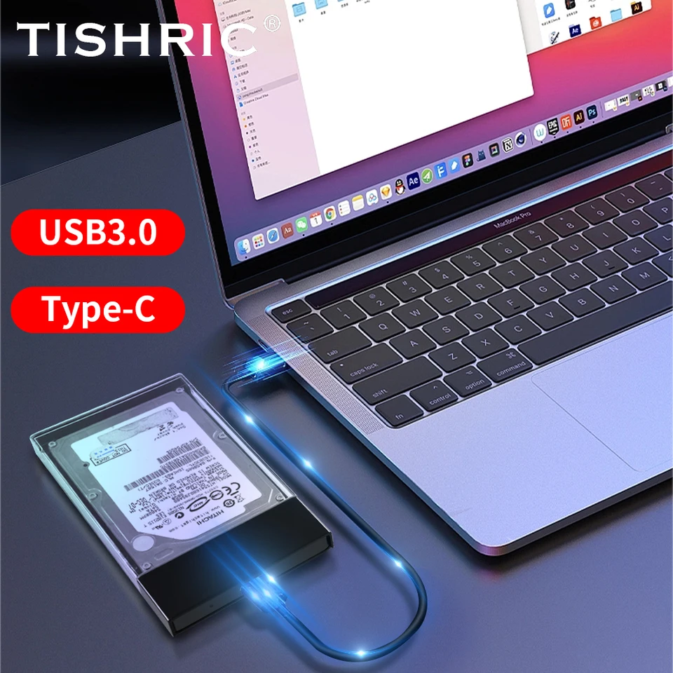 Tishric External HD puzdro SSD 2,5 palca HDD puzdro/box/kryt SATA na USB 3.0 Typ C Externý bránkový obal pevný disk.