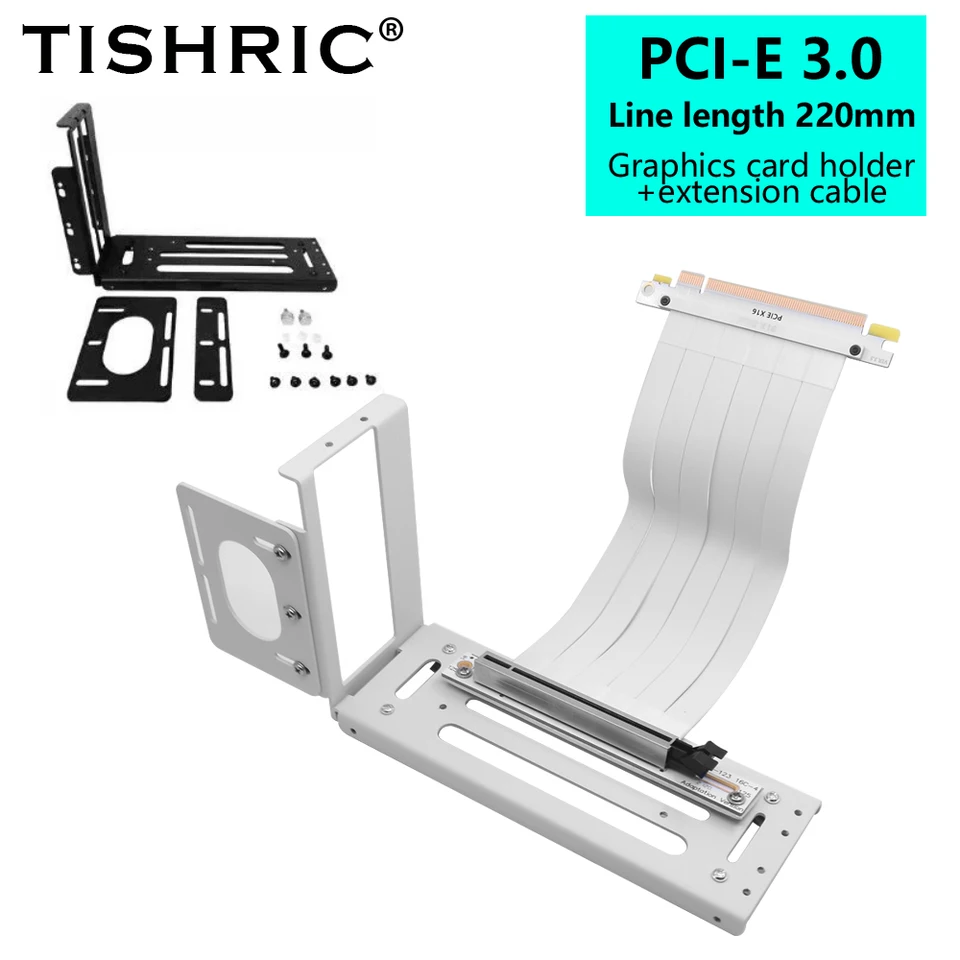 Tishric PCIe 3.0 /4.0 16x až 16x Karta Riser Flexibilná káblová karta Vysokorýchlostný prístavný port adaptér s držiakom grafickej karty
