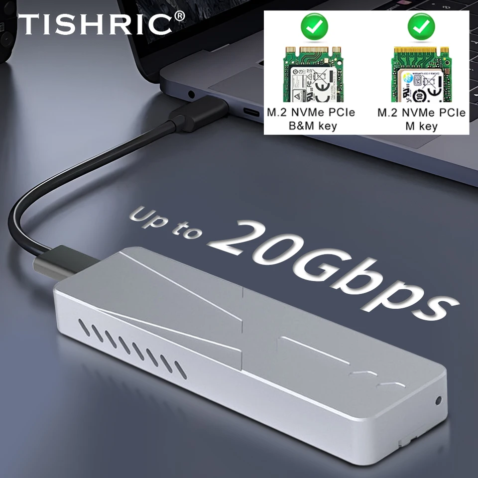 TISHRIC S20 S21 SSD M2 NVME KORSKO až do 20 GBPS m.2 m/b+m Kľúčový typ c Externý HD puzdro hliník zliatiny 4TB pevný disk 4 TB