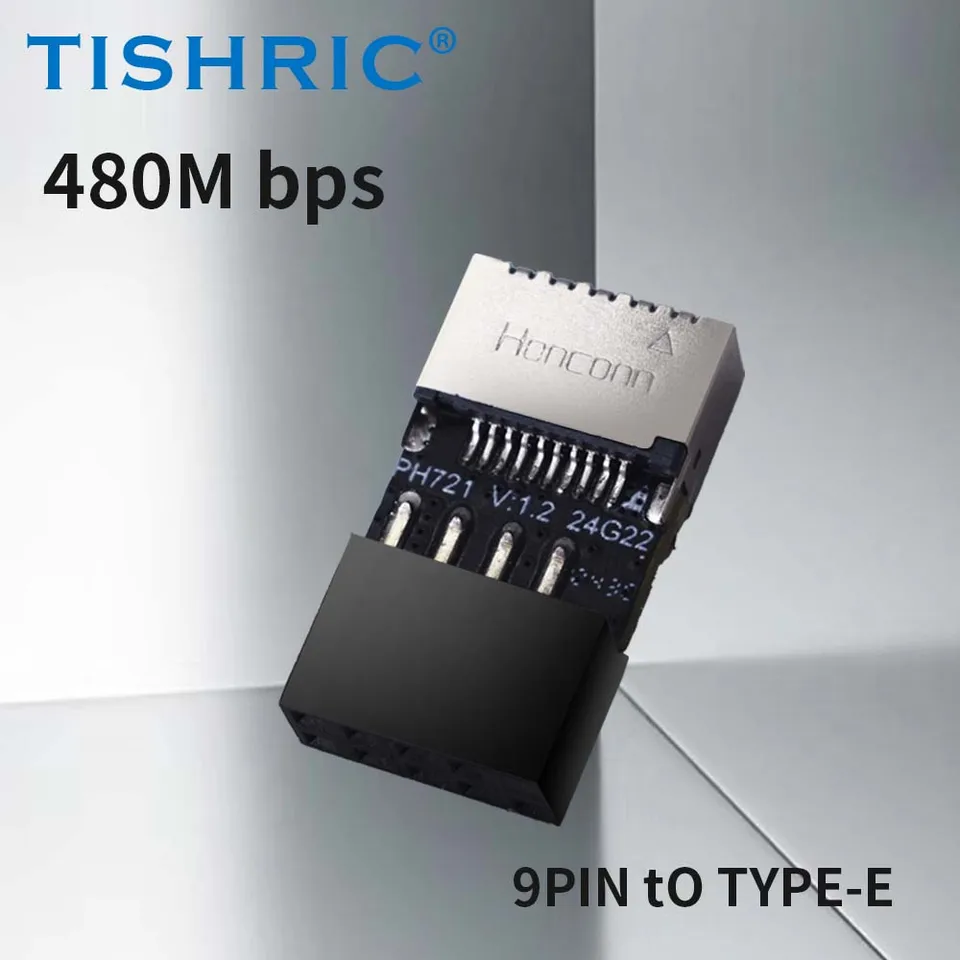 TISHRIC USB C Základný adaptér USB2.0 9PIN MÁ Muž do typu-e samíc podvozku Rozširovanie portu TYP-C SOCKET 9-PIN PH721
