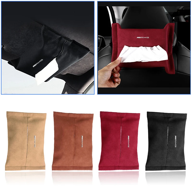 Tissue Box Suede Sun Sun Sedlo v závesnom taške pre Mercedes Benz AMG V177 W124 W168 W169 W176 W177 W202 W203 W204 W205