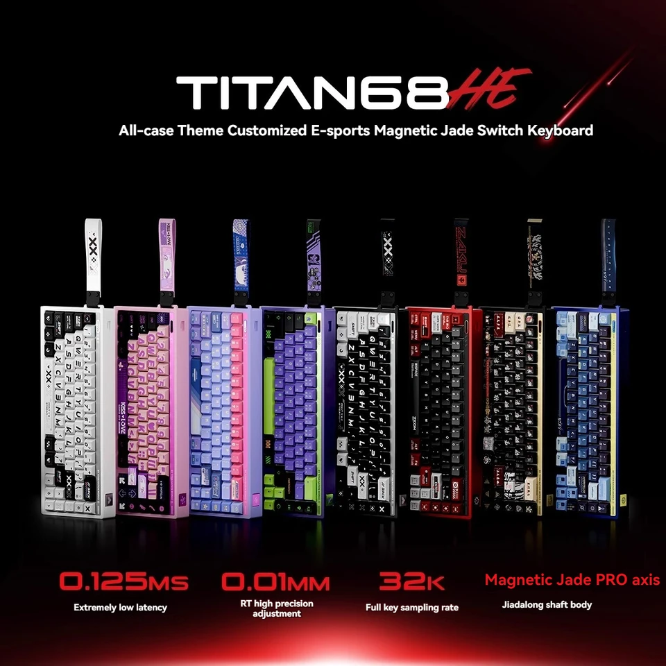 Titan68 Hliníková klávesnica Gateron Magnetic Jade Switch 8K Hz Poliečka Rýchlosť za horúca RGB RGB Single Mode Custom Téma Gaming Klávesnica