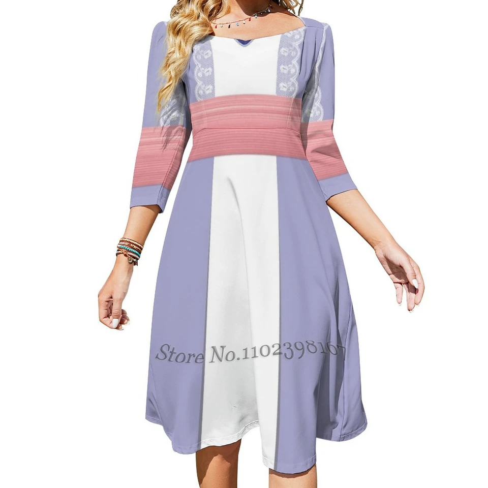 Titanic Rose Cosplay Flare šaty štvorcové šaty Elegantné ženské módne tlačené šaty z Titanic Rose Titanic Cosplay
