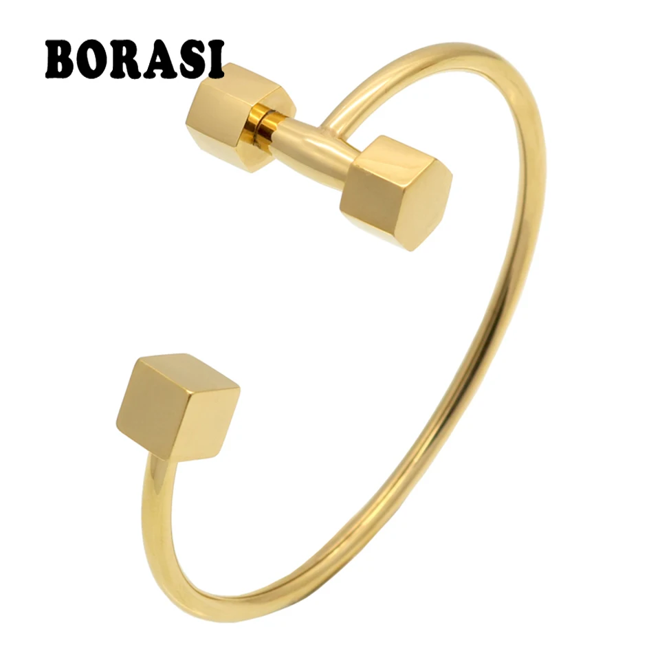 Titánový oceľový unisex zlatá farba Barbell šperky Punk náramky a náramky Trendy Ženy fitnes modlitba činky Náramok pre mužov