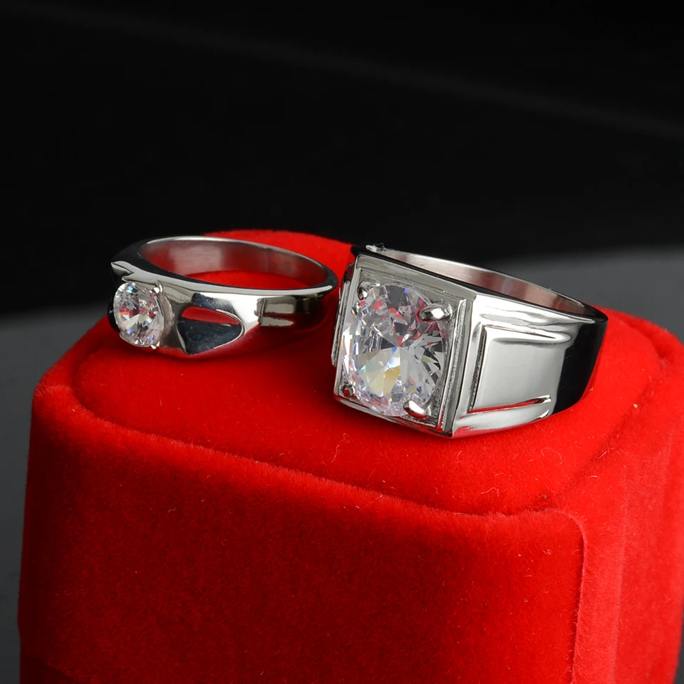 Titánske oceľové svadobné kapely smaltovaný prsteň špičkových milovníkov kvality luxusné značky prstene Wiht Oval Aaaaa Cubic Zirconia Factory Wholesale
