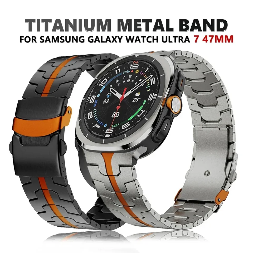 Titánsky kovový remienok pre Samsung Galaxy Watch Ultra 7 47 mm Business Men Band pre Samsung Galaxy Ultra 7 47 mm zakrivený koncový náramok