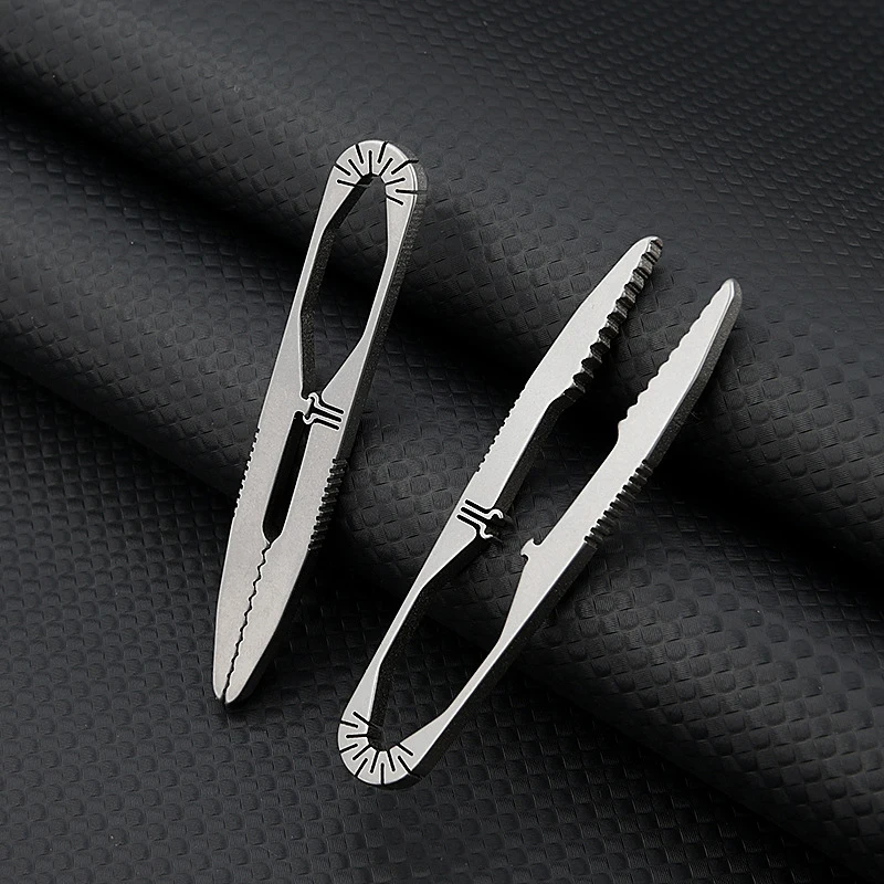 Titánsky zliatinový pitweezers klip Mini titánový pitweezery malý titánový zliatinový klip prenosné pinzety Nipper EDC Outdoor Pocket Tool