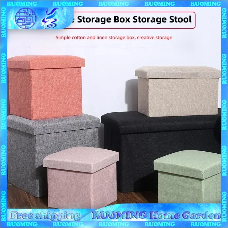 Tkanina Storage Stool Multifunkčný domáci život skladanie môže sedieť na lavičke obuvi veľkú kapacitu oblečenie Sundries Organizátor Box