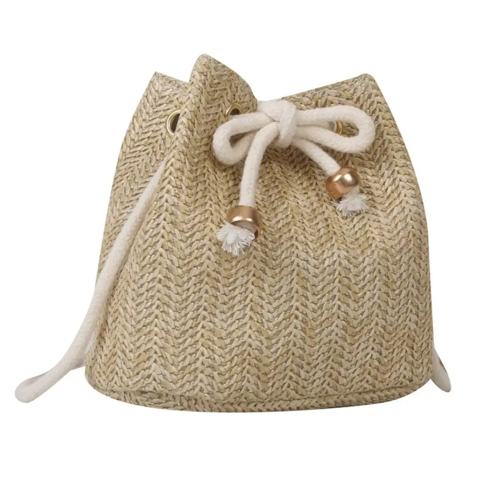 Tkaná taška Raffia Mobile Bag Beach kabelka tkáčka slama krížové tašky taška na rameno Český štýl šnúrka vrecko na vedro dievčatá dievčat