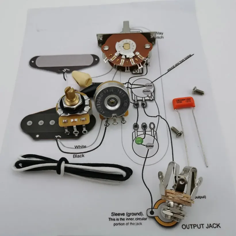 TL Gitar Potentiometer CTS 250 K súprava medeného hriadeľa pre CDE 225P .033 100V Orange Drop Cap +Zváracia čiara