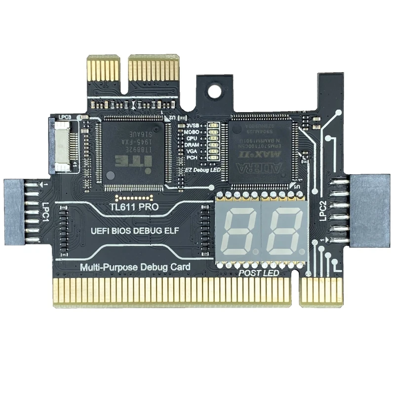 TL611 Pro Diagnostická karta, Diagnostická karta PCIe pre stolné dosky PCI pre stolné počítače a notebooky (čierna)
