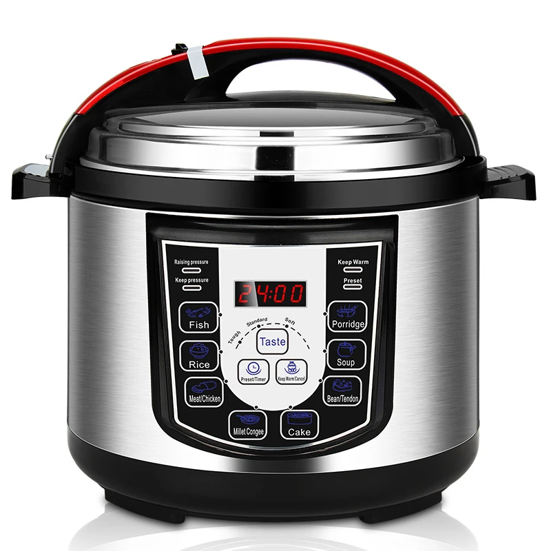 Tlak na ryžový tlak kuchyňa Elektrická veľká z nehrdzavejúcej ocele Non Stick 6L Elektrický tlakový hrniec Ryža povlaky Vnútorný hrniec