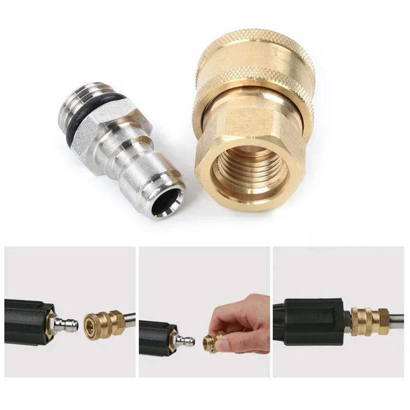Tlaková podložka Rýchle uvoľnenie 1/4 '' Muž M22/14 Adaptér mosadzného konektora pre plug pre vysokotlakové vodné pochody penové hrnce