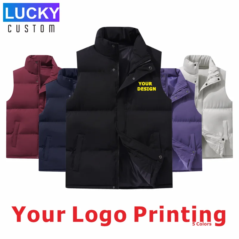 Tlač dizajnu logo bunda bez rukávov Zimné trendy stojan na zips