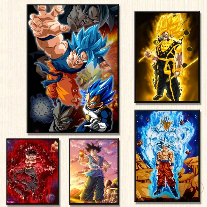 Tlač na plátne Dragon Ball Goku Obývacia izba Modulárne výtlačky darčeky Darče