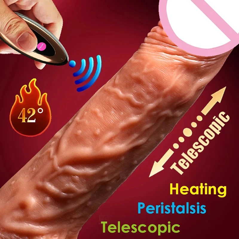 Tlačenie realistického dildo vibrátorového análneho zástrčky s vibračným teleskopickým režim